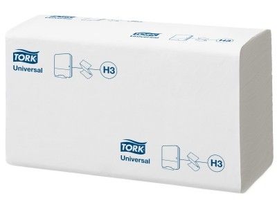 290158 Tork Universal H3 Листовые полотенца Singlefold сложение ZZ, белые, однослойные, 23х23, 15 пачек по 300 листов