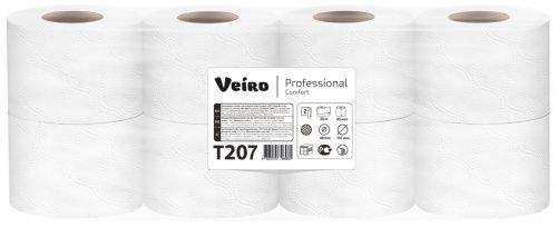 Veiro Professional Comfort T207 Туалетная бумага в малых рулонах, белая, двухслойная, 48 рулонов по 25 метров