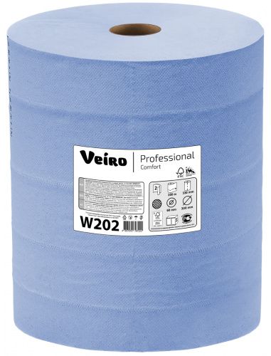 Veiro Professional Comfort W202 Протирочный материал бумажный, синий, двухслойный, 2 рулона по 350 метров