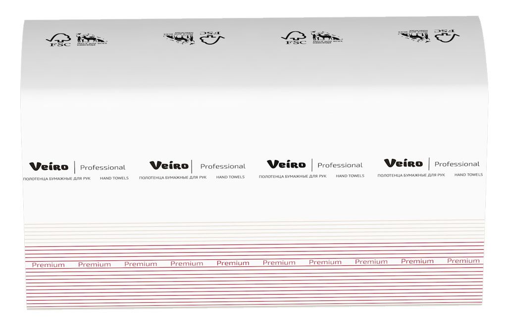Veiro Professional Premium KZ303 Полотенца бумажные, двухслойные, белые, Z сложения, 21 пачка по 200 листов