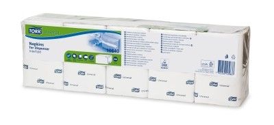 10840 Tork Xpressnap® N4 Диспенсерные салфетки, белые, однослойные, 225 листов, 8 спаек по 5 пачек