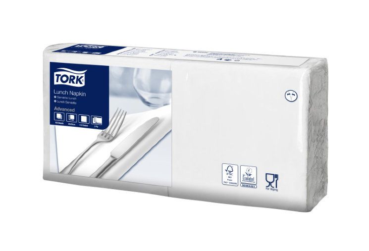 477414 Tork Advanced салфетки 33х33 / белые, 150 шт. 3-сл. 10 шт. в коробке