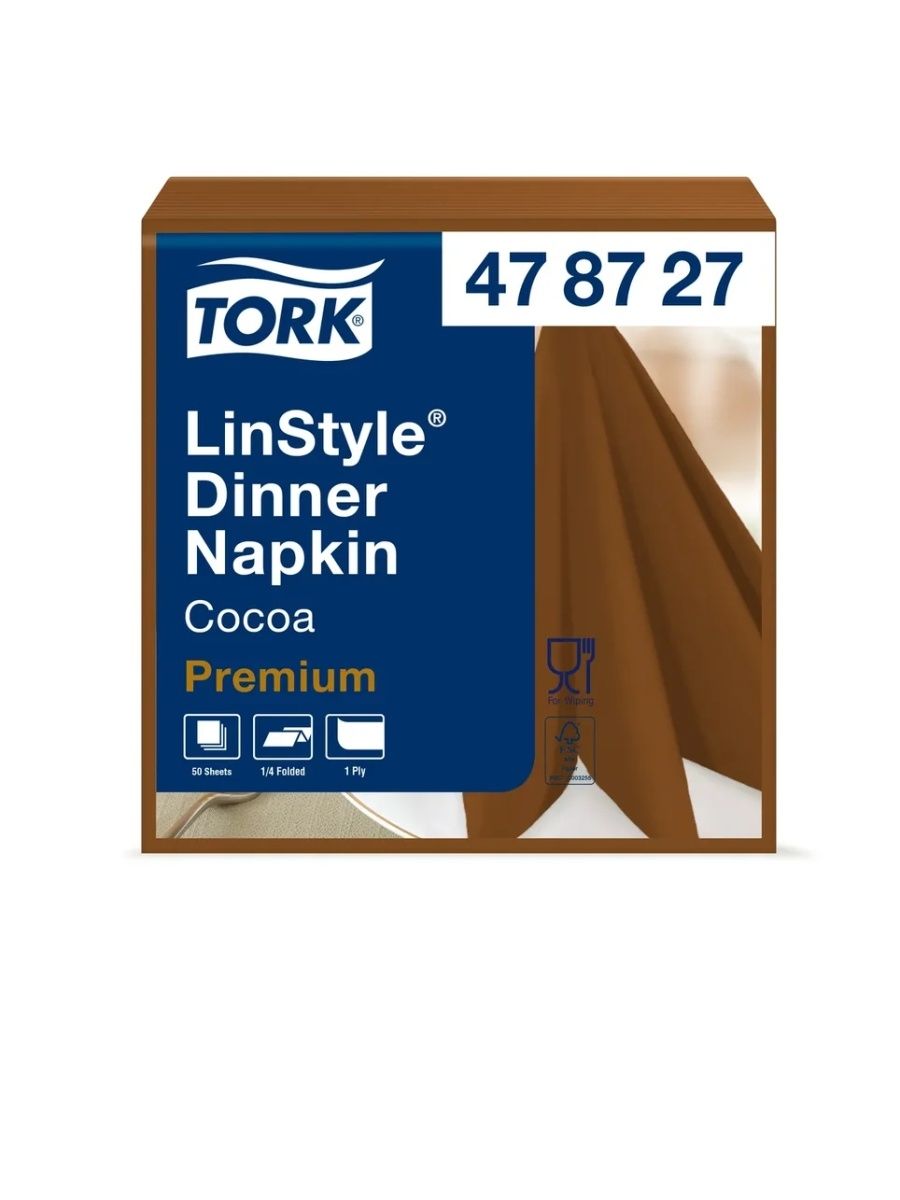 Салфетки бумажные TORK "LinStyle Premium" 50 шт. 39х39, 1-сл, в коробке 12 шт, в ассортименте